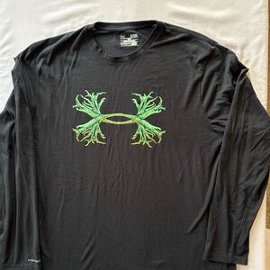 Under Armour Black Long Sleeve Tee with Green Gradient Logo